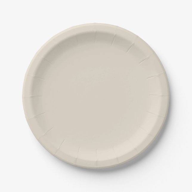 Beige neutral earthy natural tone  paper plates (Front)