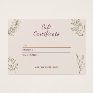 Beige Neutral Elegant Gift Certificate