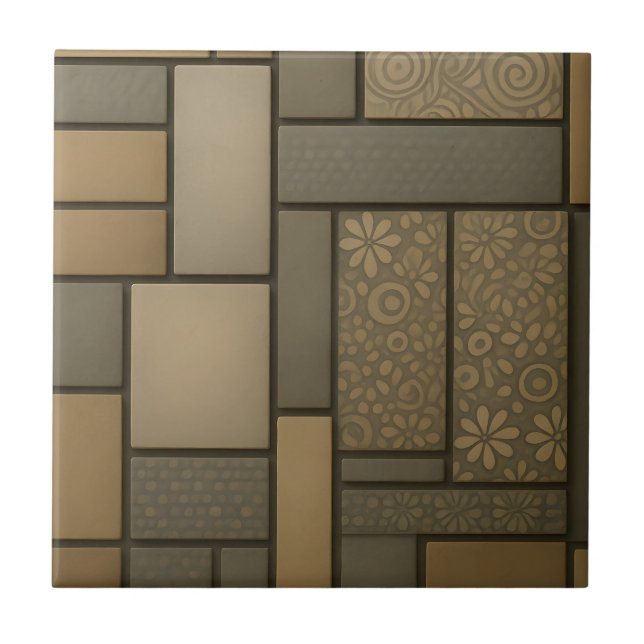 Beige Neutral Tile Mosaic Pattern (Front)