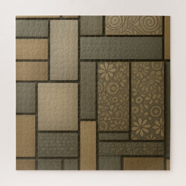 Beige Neutral Tile Mosaic Pattern Jigsaw Puzzle (Vertical)