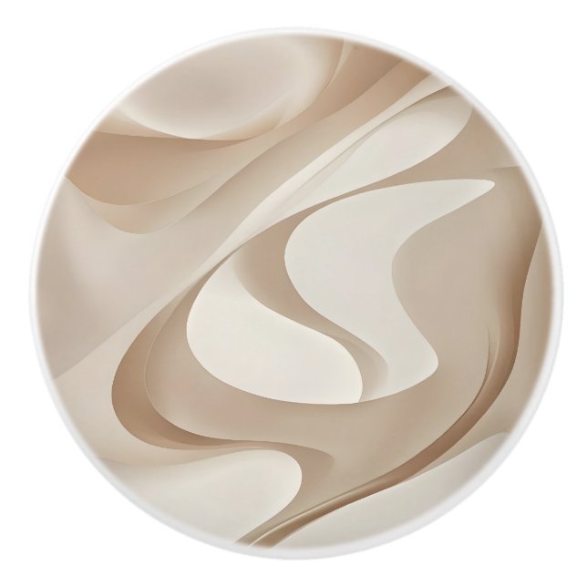 Beige Neutral Tones Abstract Art Ceramic Knob (Front)