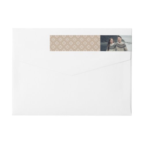 Beige Nordic Snowflake  Holiday Photo Wrap Around Label