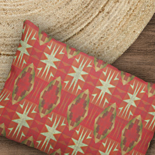Beige Ochre Brown Red Orange Tribal Art Pattern Pillow Case