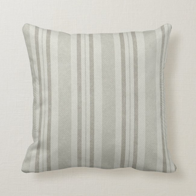Beige Olive Gray Striped Pattern Throw Pillow