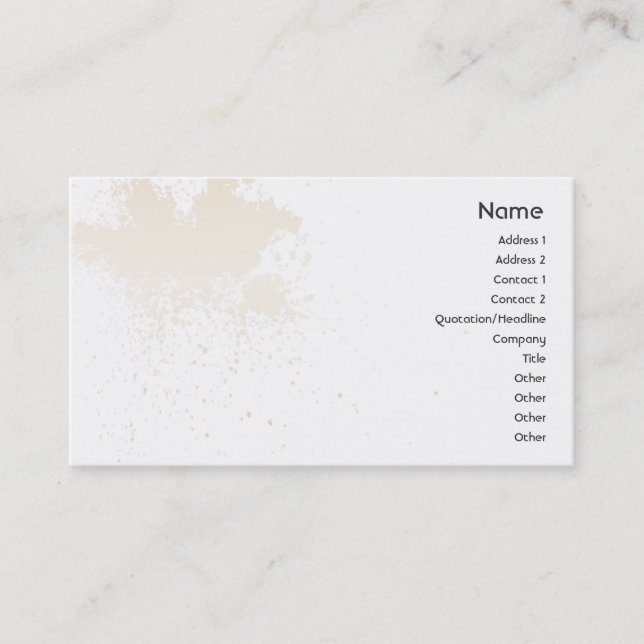 Beige On White Splatter - Business Business Card (Front)
