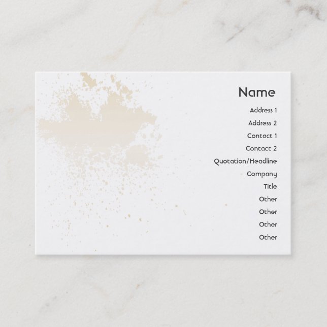Beige On White Splatter - Chubby Business Card (Front)