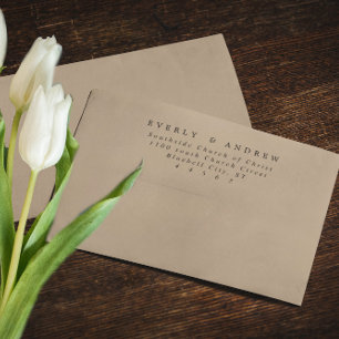 Beige or Any Color Return Address on back flap Envelope