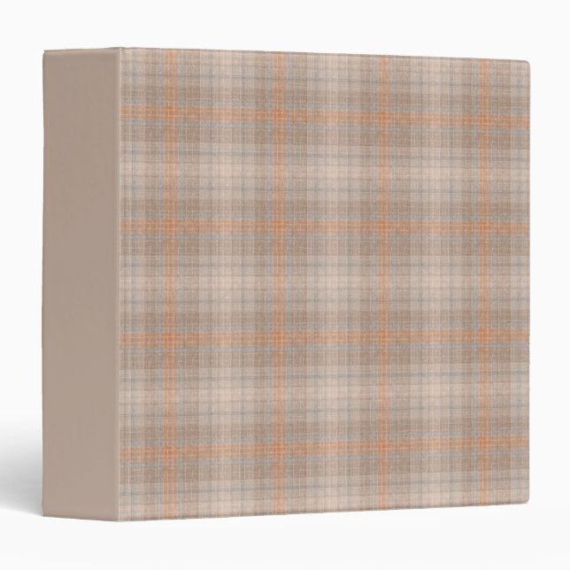 Beige orange checkered 3 ring binder (Front/Spine)