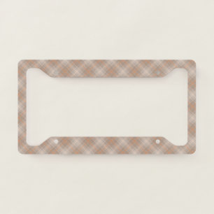 Beige orange checkered license plate frame