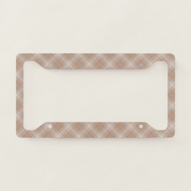 Beige orange checkered license plate frame (Front)