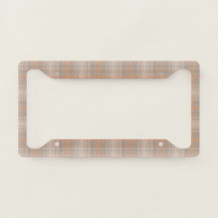 Beige orange checkered license plate frame