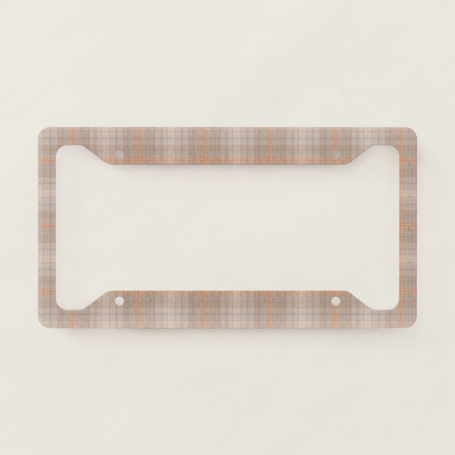 Beige orange checkered license plate frame (Front)