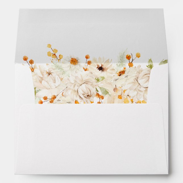Beige & Orange Floral Envelope (Back (Bottom))