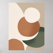 Beige Orange Green Minimal Abstract Boho AI Art