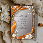 Beige Orange Ribbons Ornate floral Save The Date Invitation<br><div class="desc">Elegant,  modern,  and delicate Beige Orange Ribbons Ornate floral Save The Date wedding invitation that you can customize with your info to make it furthermore special. The romantic minimalist design features lovely and elegant calligraphy on a Beautiful background with a clean and simple look.</div>