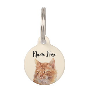 Beige Orange Stray Ginger Cat Pet ID Tag