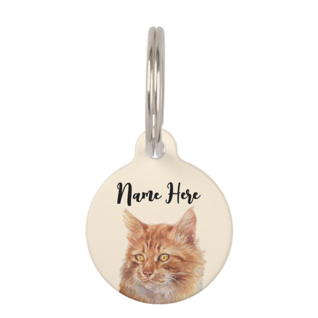 Beige Orange Stray Ginger Cat Pet ID Tag