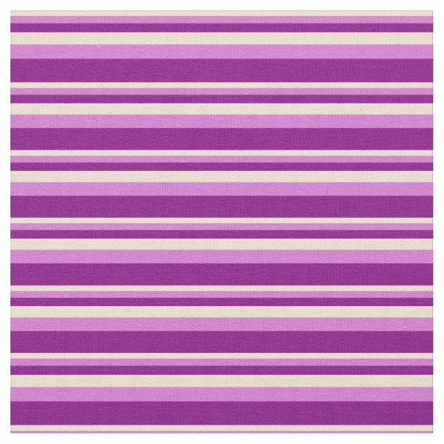 Beige, Orchid & Purple Stripes Fabric (Close Up)