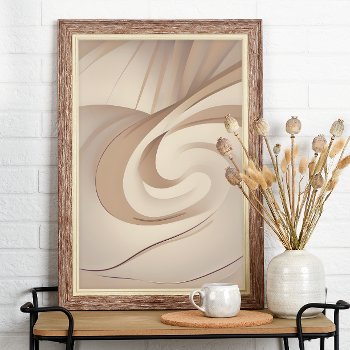 "beige Organic Swirl" |  Abstract Art Poster by NinaBaydur at Zazzle