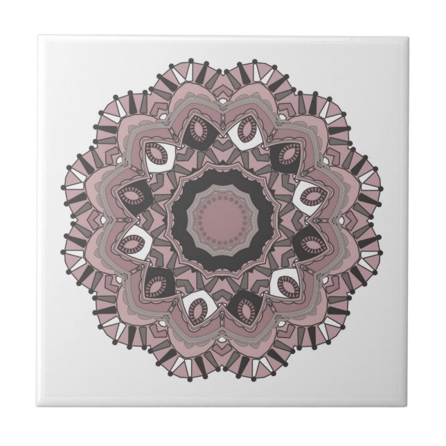 Beige ornament ceramic tile (Front)