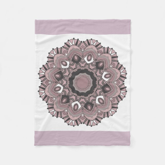 Beige ornament fleece blanket (Front)