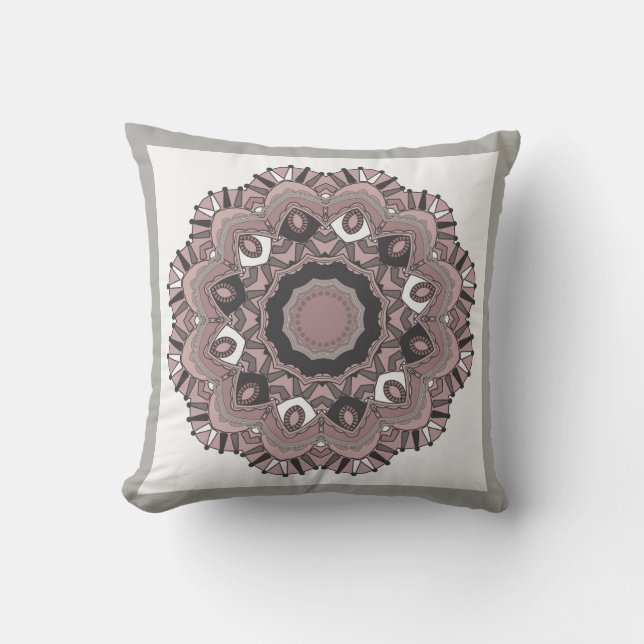 Beige ornament throw pillow (Front)