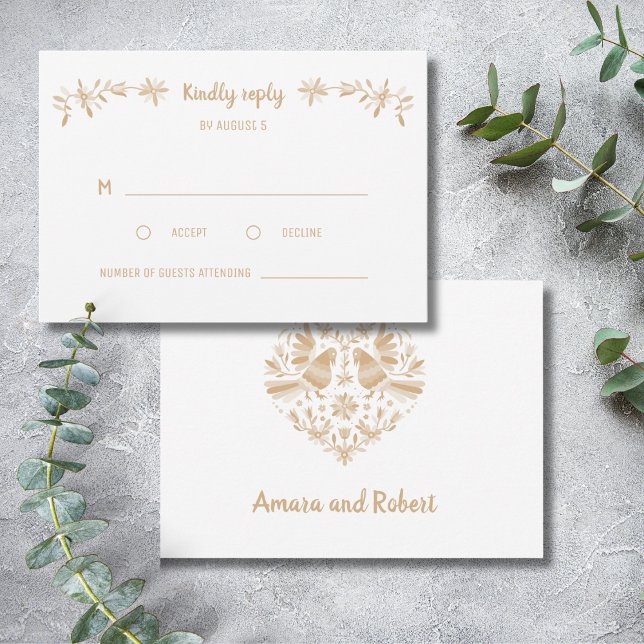 BEIGE OTOMI MEXICAN RSVP CARD (Creator Uploaded)