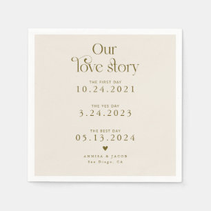 Beige Our Love Story Retro Wedding Napkin