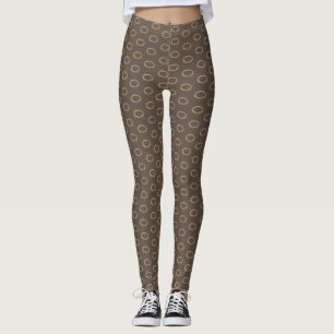 Beige Oval Pattern on Brown Leggings