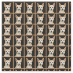Beige painted chihuahua on black background fabric