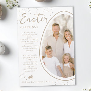 Beige Partly Cropped Egg Photo And Bunny Easter Card