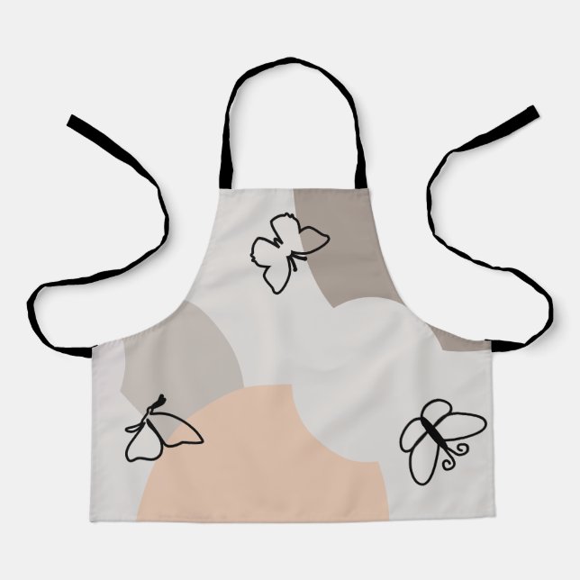 Beige Pastel Butterfly Apron (Front)