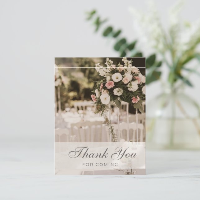 Beige Pastel Elegant Thank You Souvenir Note Card (Standing Front)