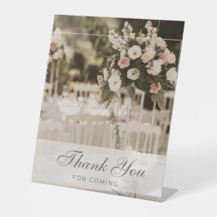 Beige Pastel Elegant Thank You Souvenir Pedestal Sign