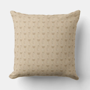 Beige pastel floral retro pattern throw pillow