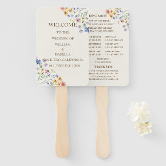 Beige Pastel Wildflower Hand Fan