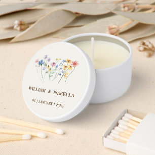 Beige Pastel Wildflower Mini Candle Favors