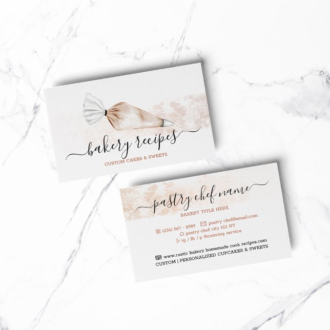 Beige Pastry Cooking Baker Mix Cream Business Card (bakery business  chef)