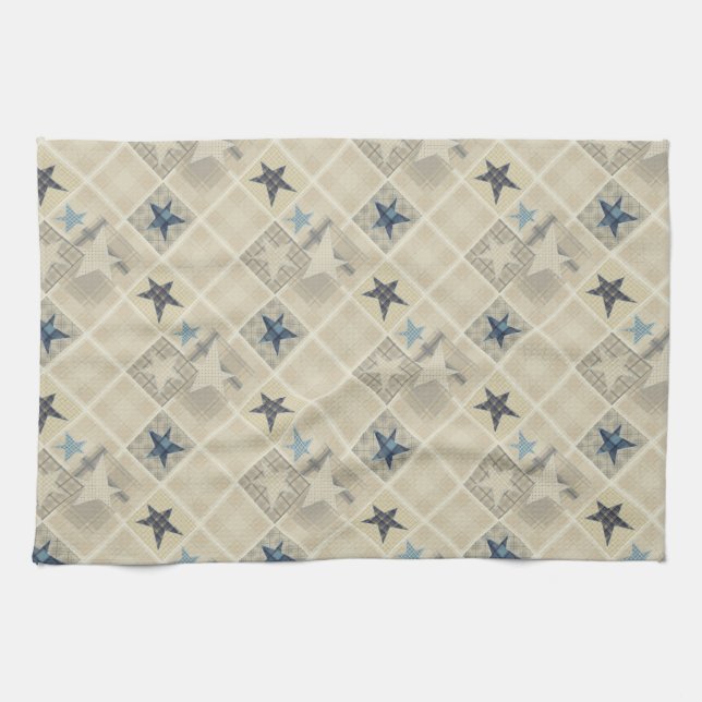 Beige patchwork kitchen towel (Horizontal)