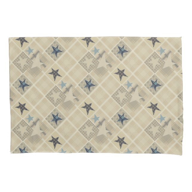 Beige patchwork  pillow case (Front)