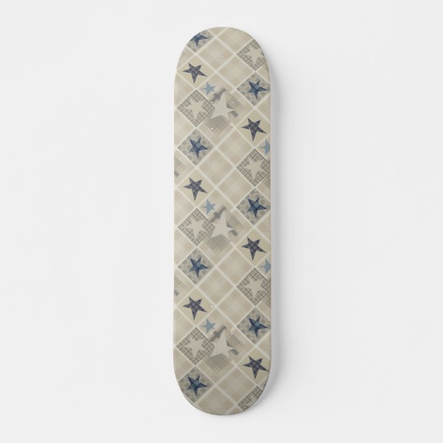 Beige patchwork  skateboard (Front)