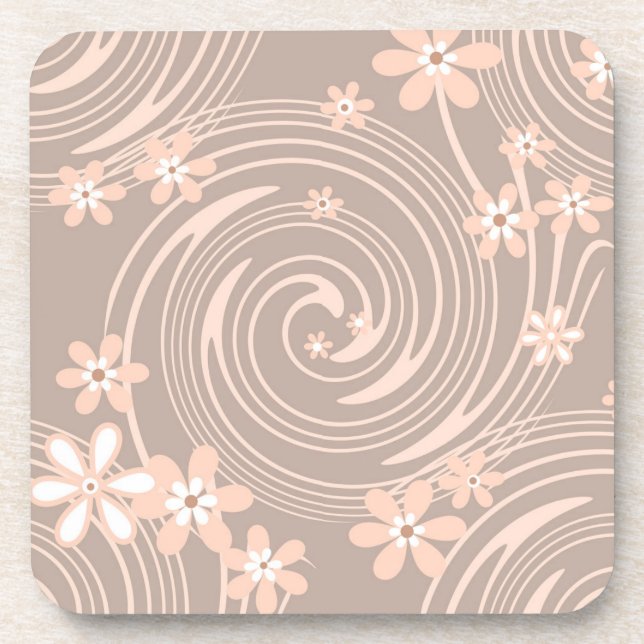 Beige pattern beverage coaster (Front)