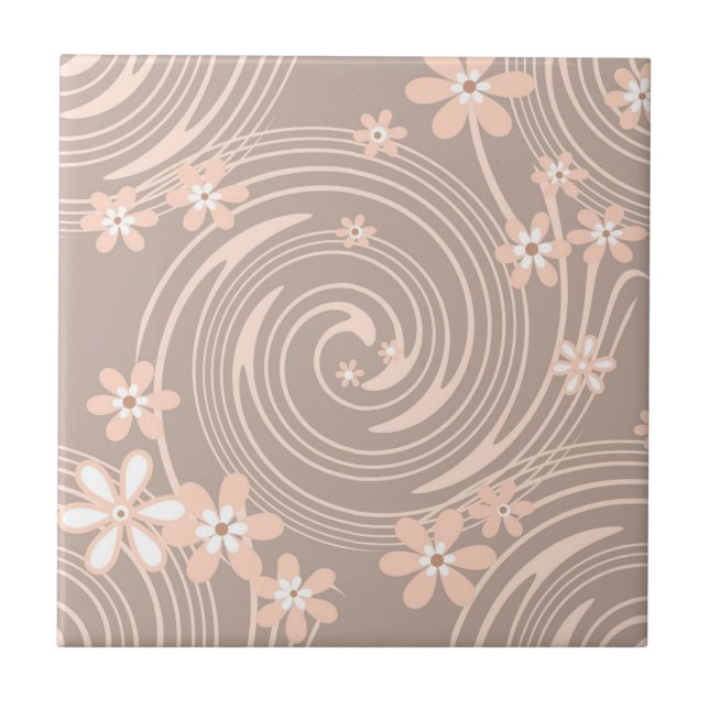 Beige pattern ceramic tile (Front)