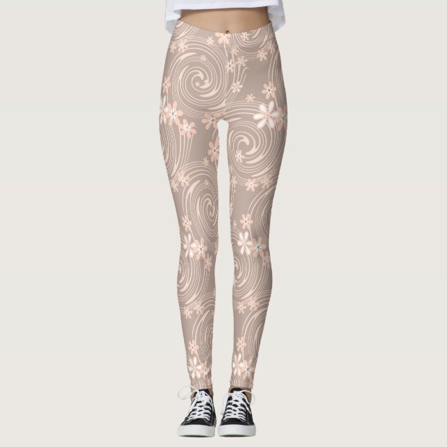 Beige pattern leggings (Front)