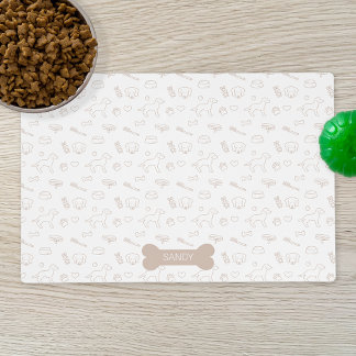 Beige Pattern Of Cute Dog Things &amp; Custom Name Placemat