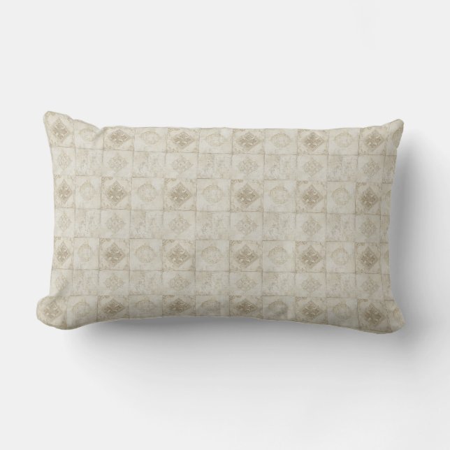  Beige Patterned  Lumbar Pillow (Front)