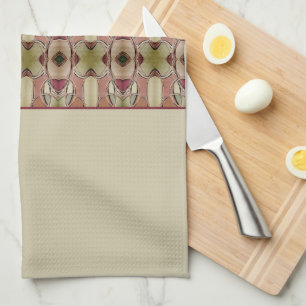 Beige patterned with green kitchen towel