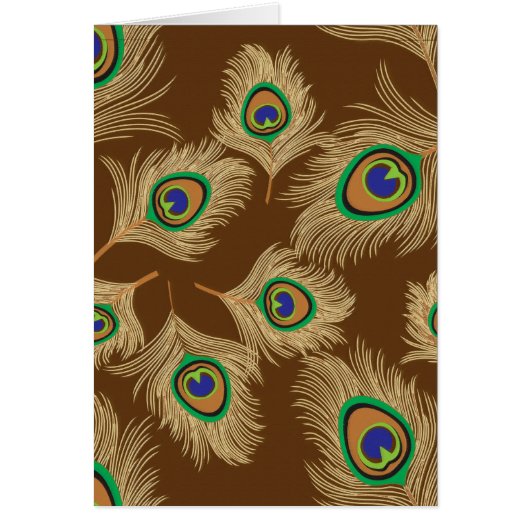 Beige Peacock Feathers on Chocolate Brown Cards (Front)