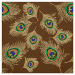 Beige Peacock Feathers on Chocolate Brown Fabric