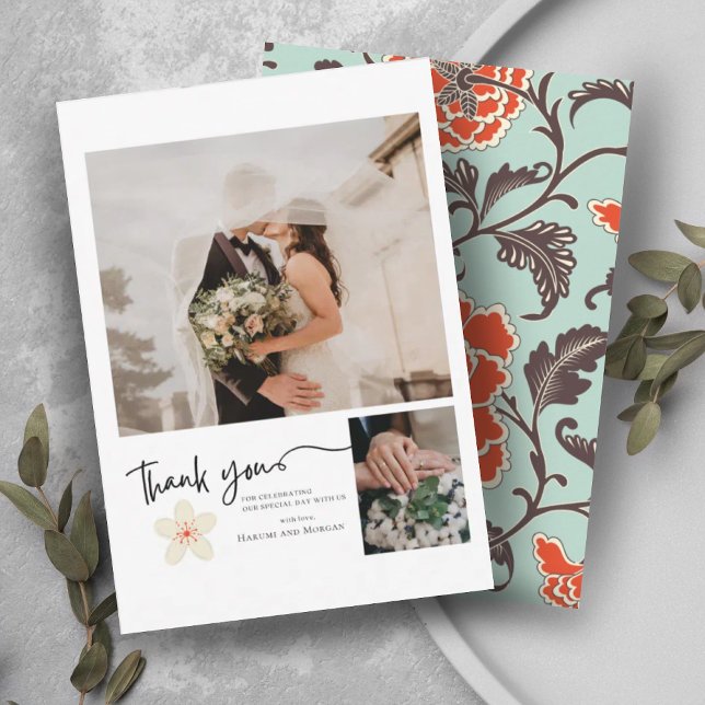 BEIGE PEONY PHOTO CHINOISERIE  THANK YOU CARD (Creator Uploaded)